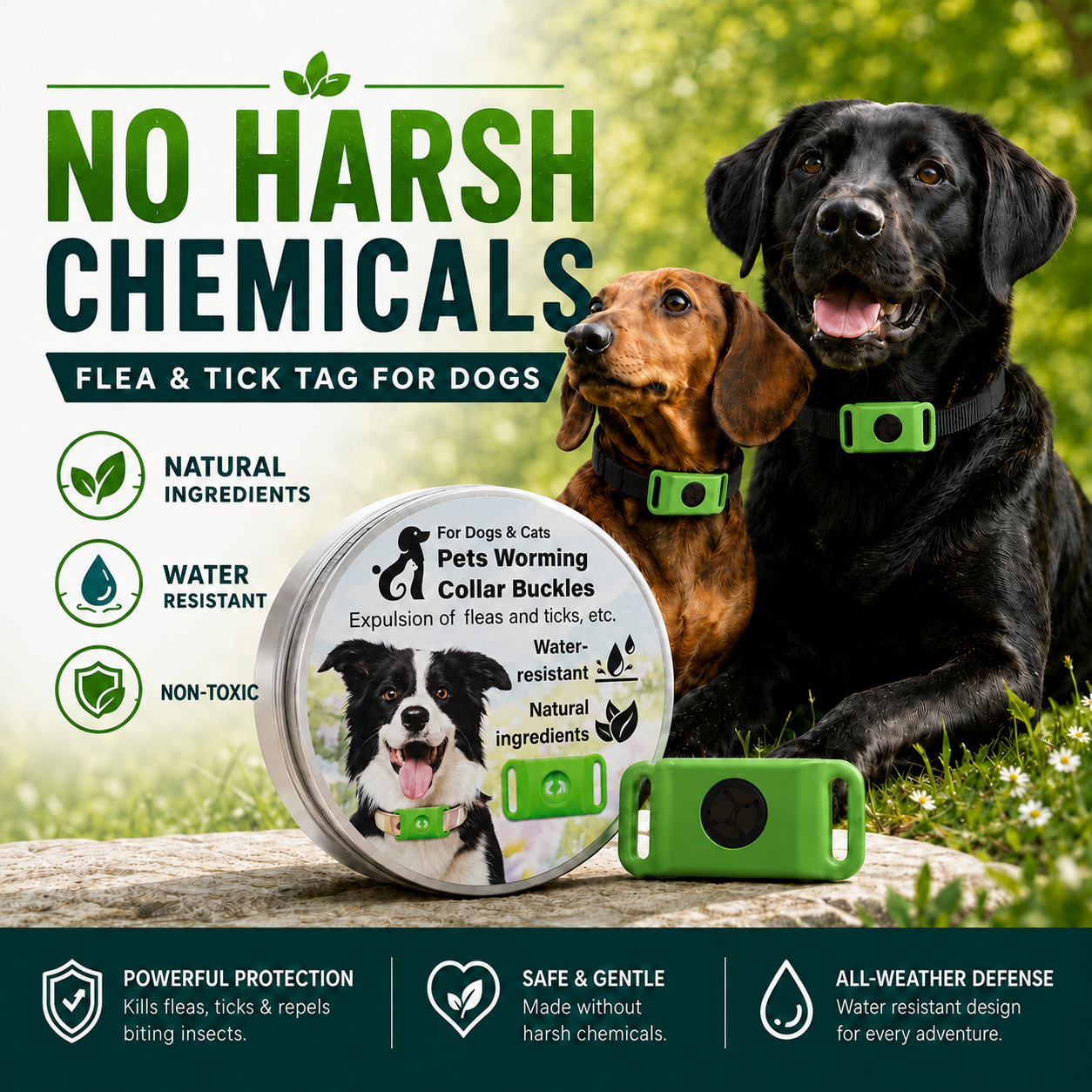 Flea & Tick Repellent Collar Buckle — Natural, Chemical-Free Clip-On for Dogs & Cats