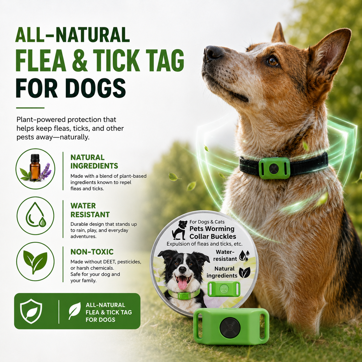 Flea & Tick Repellent Collar Buckle — Natural, Chemical-Free Clip-On for Dogs & Cats