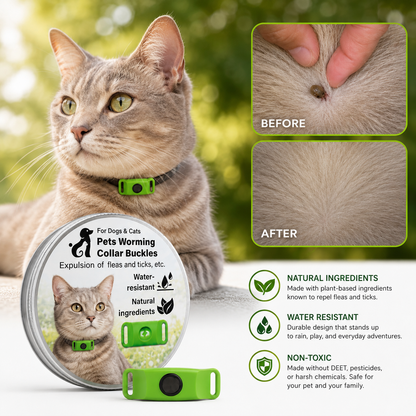 Flea & Tick Repellent Collar Buckle — Natural, Chemical-Free Clip-On for Dogs & Cats